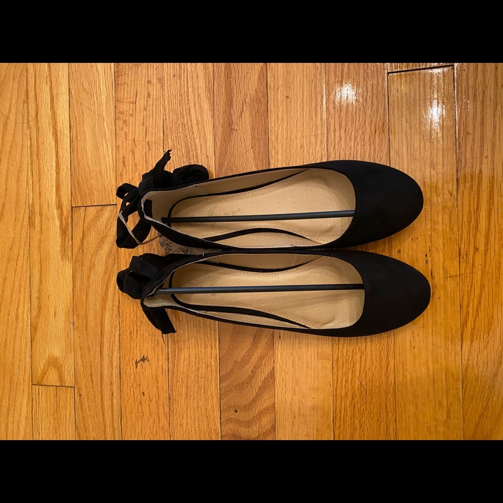 Vegan suede lace up ballet flats 6.5